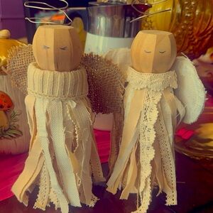 Handmade Primitive 2 pc Angel Set
